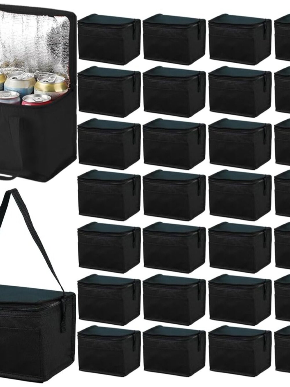 Insulated Lunch Bag, 40 Pack Reusable Cooler Bags Set, Leakproof Lunch Boxes wit